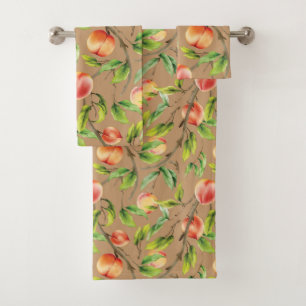 Peaches on the tree bath towel set