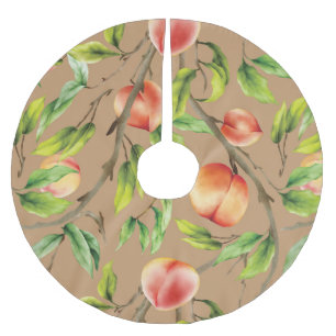 Peaches on the tree brushed polyester tree skirt