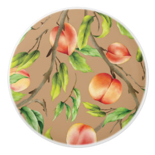 Peaches on the tree ceramic knob