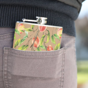 Peaches on the tree hip flask