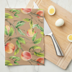 Peaches on the tree tea towel