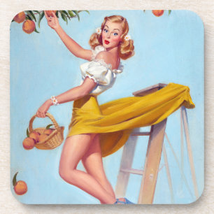 Peaches Pin Up Coaster