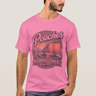 Peaches Records and Tapes Oval 1975 Retro T-Shirt