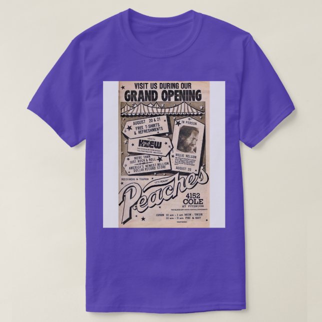 Peaches Records Tapes KZEW TShirt (Design Front)