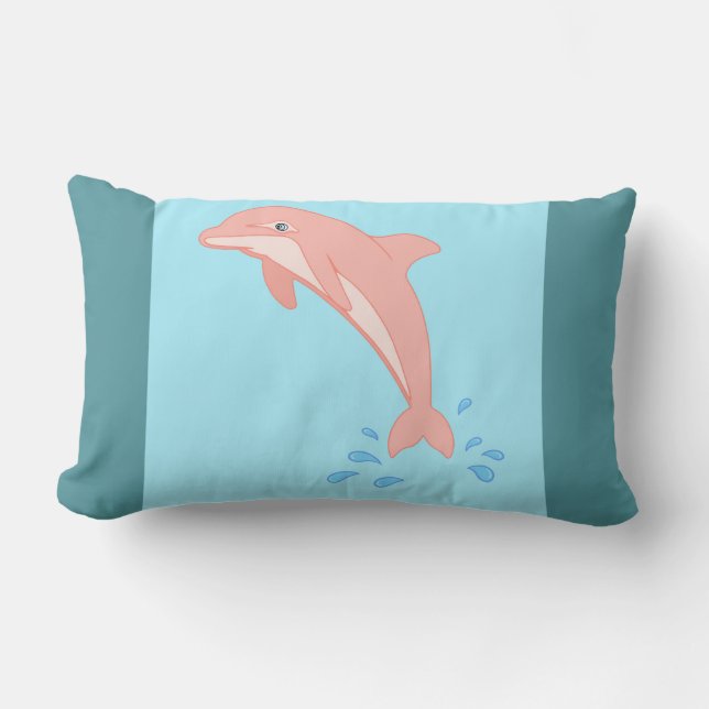 Peaches the Pink Dolphin Lumbar Cushion (Front)
