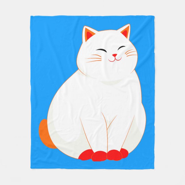 Peaches, the Smiling Cat Fleece Blanket (Front)