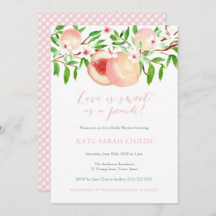 Peaches Watercolor Bridal Shower Invitations