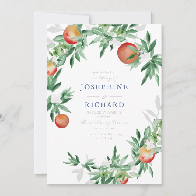 Peaches, watercolour design, for wedding invite2 invitation (Front)