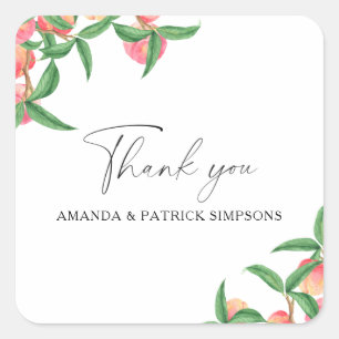 Peaches - Wedding Thank You Square Sticker