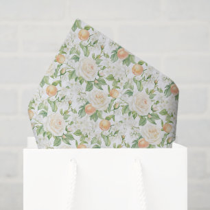 Peaches White Roses Bridal Shower Tissue Paper
