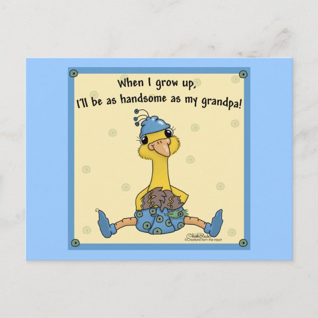 Peachick Handsome like Grandpa Postcard (Front)