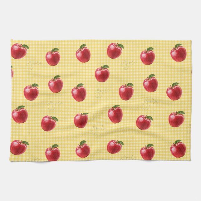 Peachify Apples Gingham Tea Towel (Horizontal)