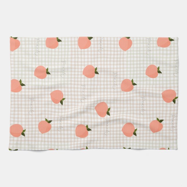 Peachify Peach Gingham Tea Towel (Horizontal)