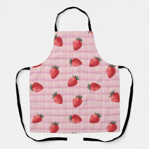 Peachify Strawberry Gingham Apron