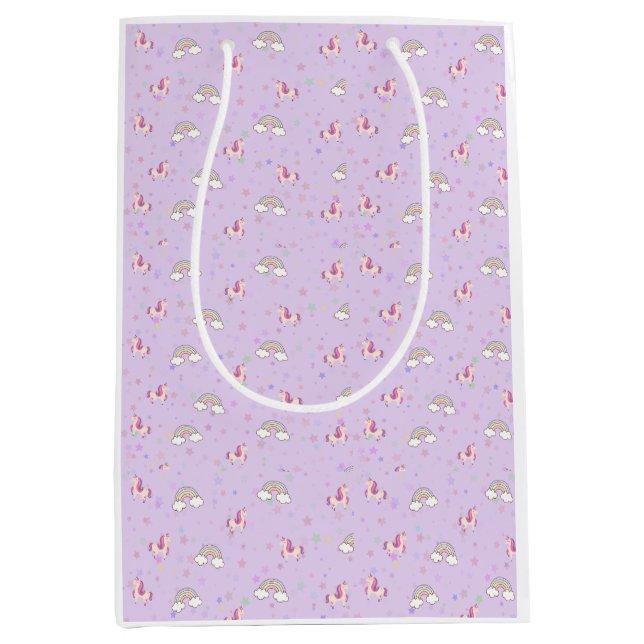 Peachify Unicorn Skies Gift Wrapping Paper Medium Gift Bag (Front)