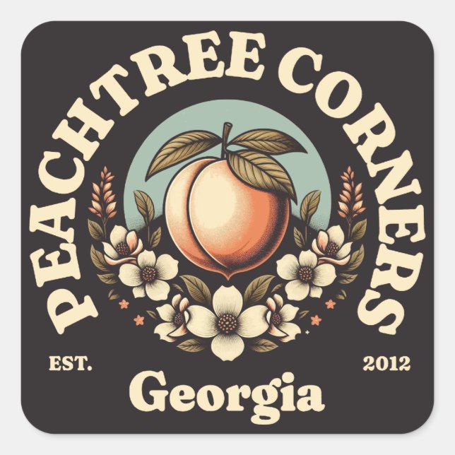 Peachtree Corners, Georgia Square Sticker (Front)