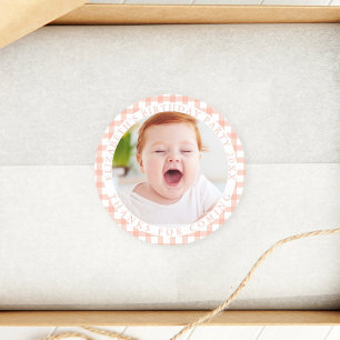 Peachy 1st Birthday Kids Photo Thanks For Coming Classic Round Sticker