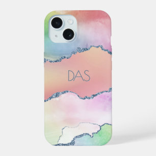 Peachy Agate Pretty Soft Pastel Watercolor Ombre iPhone 15 Case