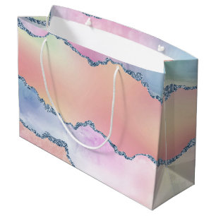 Peachy Agate   Pretty Soft Pastel Watercolor Ombre Large Gift Bag