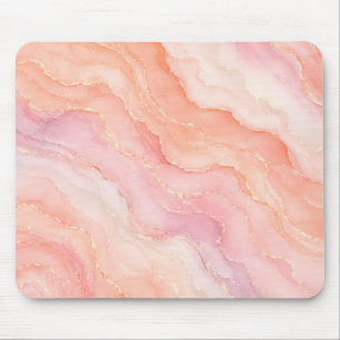 Peachy Agate Pretty Soft Pastel Watercolor Ombre Mouse Pad