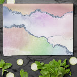 Peachy Agate | Pretty Soft Pastel Watercolor Ombre Tea Towel<br><div class="desc">Gorgeous pastel agate stone featuring beautiful natural marbling with stunning ebbs and flows of faux metallic glitter foil veins and elegant fluid hand-painted watercolor gradient texture. This feminine conceptual modern abstract aesthetic brings a luxury that adds a perfect pop of colour and personal style. For other colours or matching products,...</div>