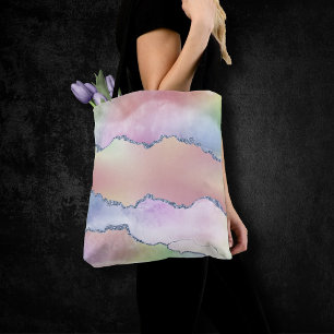 Peachy Agate   Pretty Soft Pastel Watercolor Ombre Tote Bag