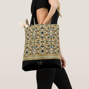 Peachy and Black Colour Splash Tote Bag