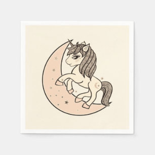 Peachy Blush Pink Celestial Moon Baby Shower Napkin