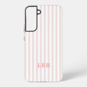 Peachy Blush Tones Vintage Stripes Monogram Samsung Galaxy Case