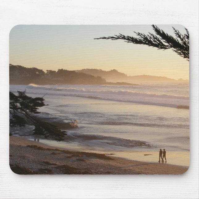 Peachy Carmel Beach Sunset Mouse Pad (Front)