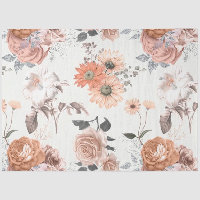 Peachy Floral Series Design 12 Tissue Paper (Front)