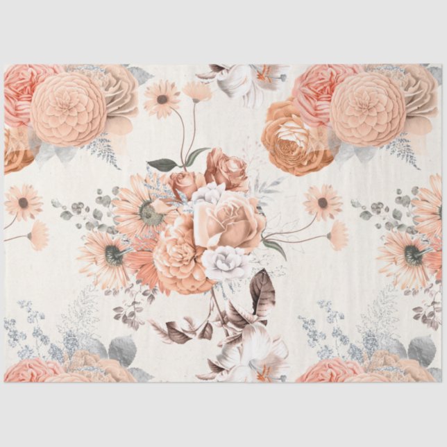 Peachy Floral Series Design 1 Tissue Paper (Front)