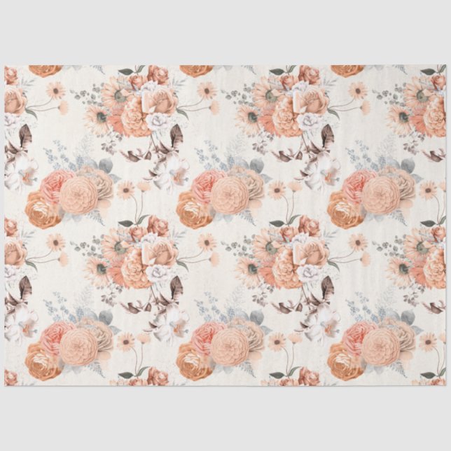 Peachy Floral Series Design 8 Tissue Paper (Front)