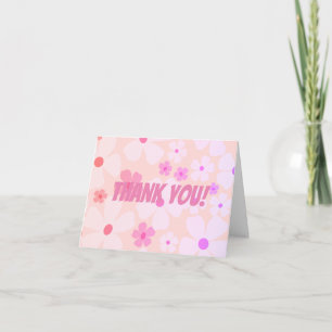 Peachy Flower Power Happy Birthday Thank You Card