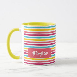 Peachy Fun In The Sun! Cute Colourful Striped Cand Mug