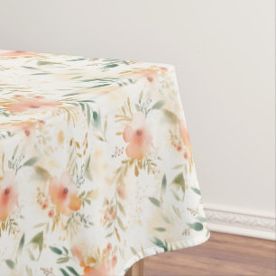 Peachy Gold Floral Abstract Tablecloth