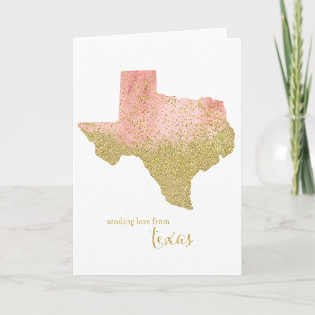 Peachy Gold Sending Love From Texas Thank You Card (Front)