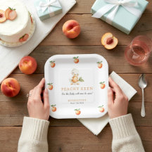 Peachy Keen Baby Shower Watercolor Duckling Peach