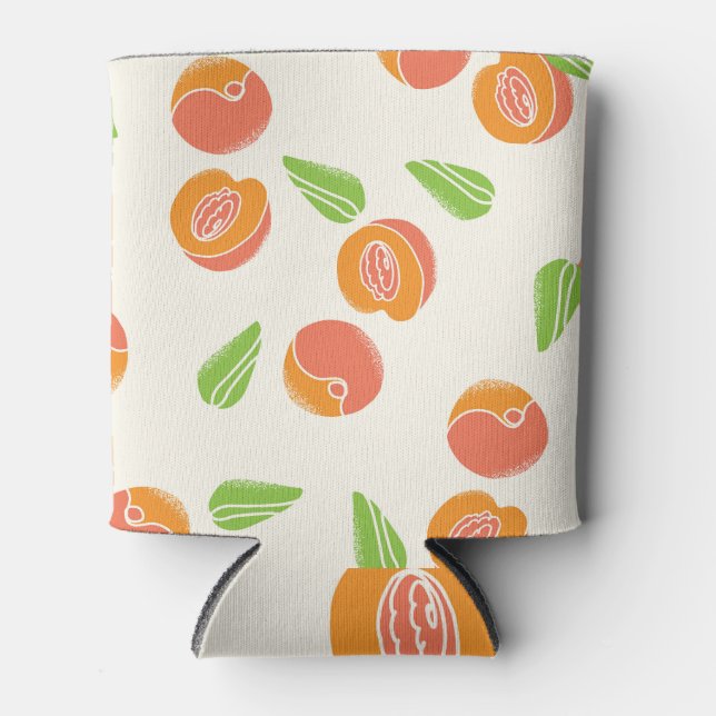 Peachy Keen: Bright Seamless Elegance Can Cooler (Front)