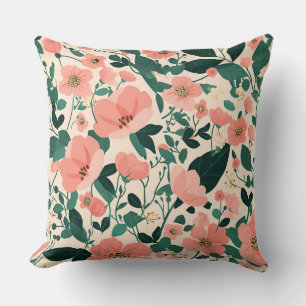 Peachy-Keen Flower Pattern Cushion