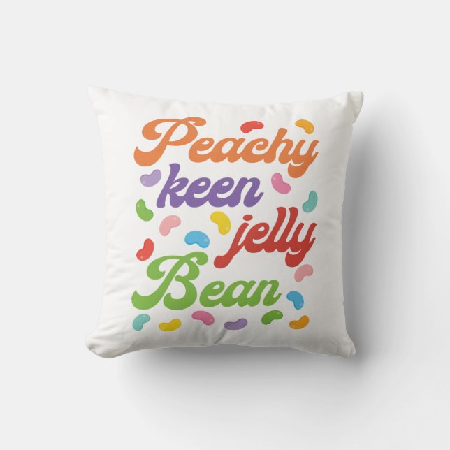 Peachy Keen Jelly Bean Easter Candy Retro Cushion (Front)