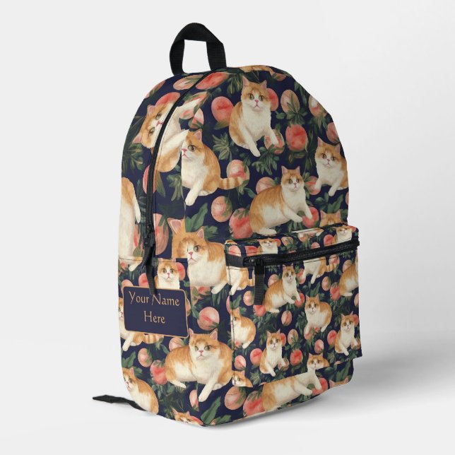 Peachy Kitten Custom Printed Backpack (Back Corner Left)
