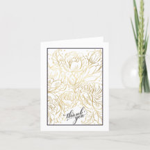Peachy Knock Out Gold Tall Folded Thank You Card