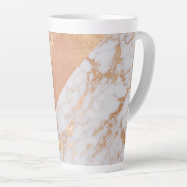Peachy Marble Elegance Latte Mug (Right Angle)