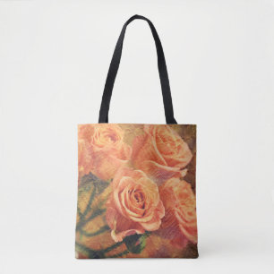 Peachy Orange Rose Art Tote Bag
