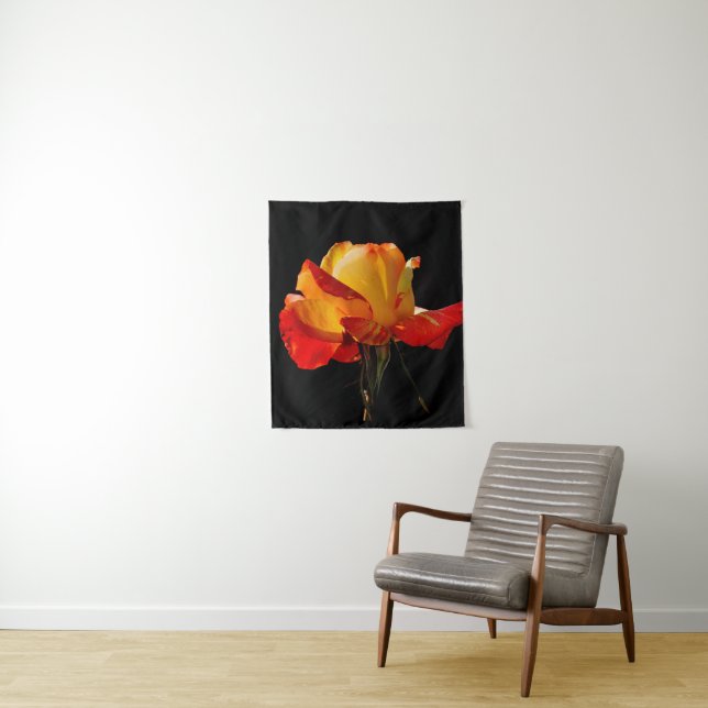 Peachy Orange Rose Tapestry (In Situ)