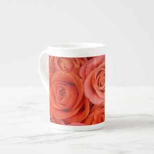 Peachy-orange Tea Roses Bone China Mug