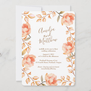 Peachy Peonies Wedding Invitation