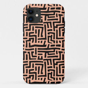 Peachy Pink And Black Pop Art Maze Pattern Case-Mate iPhone Case
