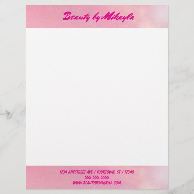 Peachy Pink Beauty Stylist Aesthetician Custom Letterhead (Front)